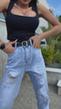 MOM FIT džinsa bikses + josta "BALMY" LW-178